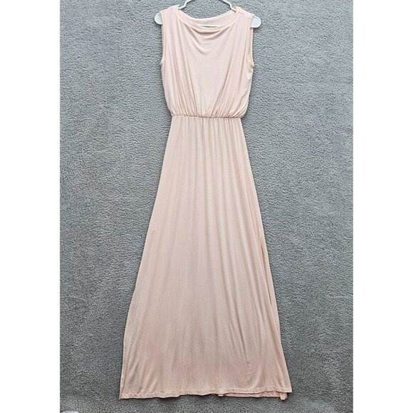Go Couture Womens Pink Sleeveless Size M Maxi Dress Elastic Waist Side Slits - Picture 1 of 8